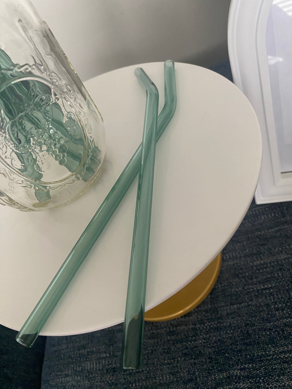 Blue glass straws