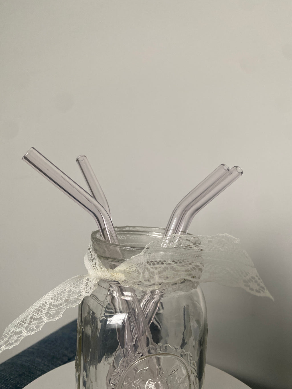 Pink glass straw