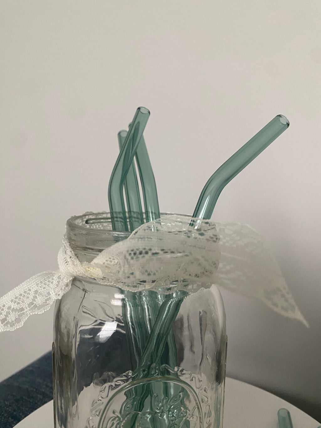 Blue glass straws