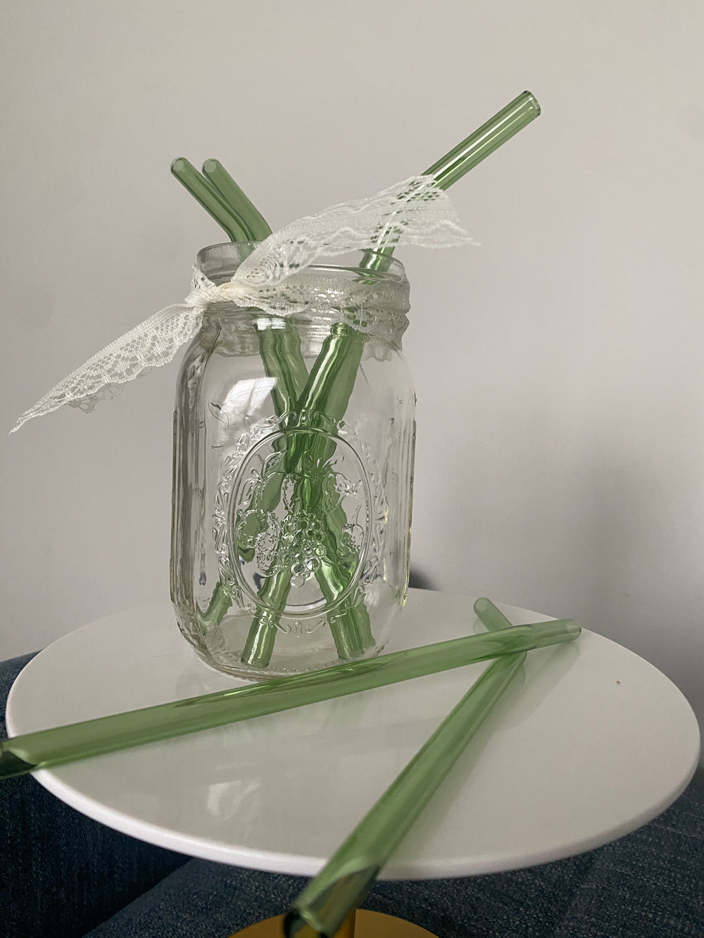 Green glass straws