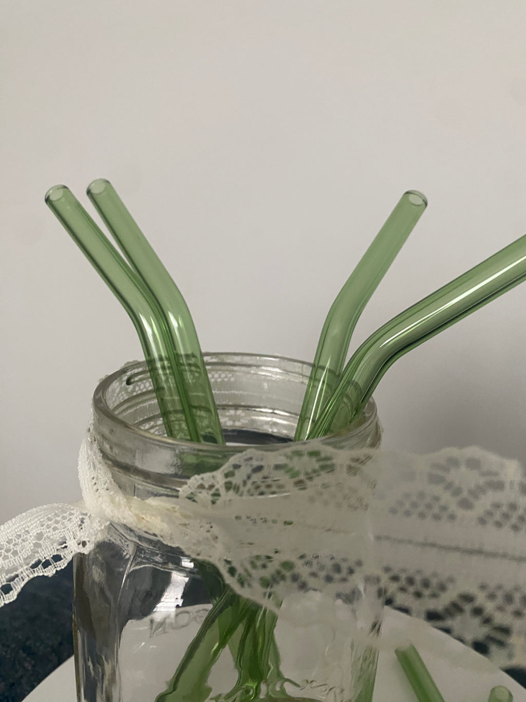 Green glass straws